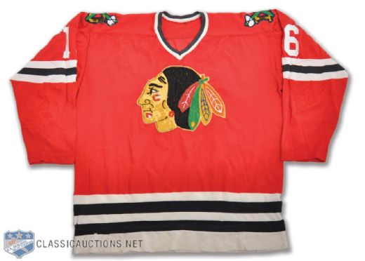 Dallas Black Hawks Early-1970s #16 Game-Worn Jersey - Lots of Team Repairs!