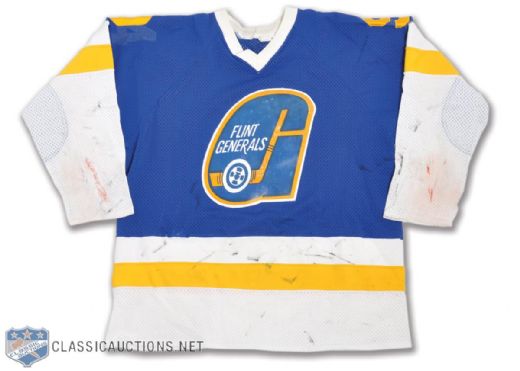 Flint Generals 1980s IHL Game-Worn Jersey - Team Repairs!