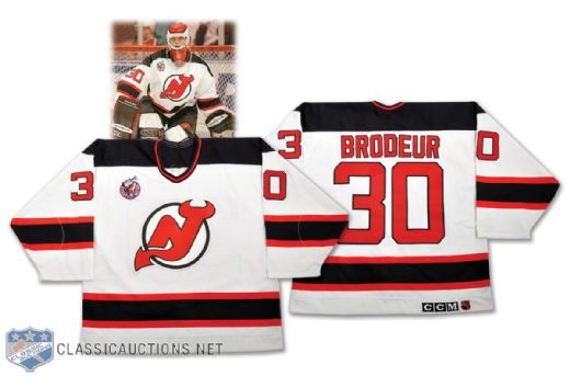 Martin Brodeurs 1992-93 New Jersey Devils Game-Worn Jersey with LOA from Family