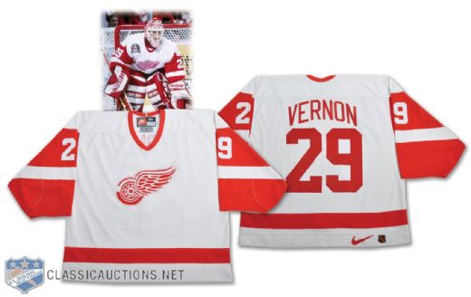 Mike Vernons 1996-97 Detroit Red Wings Game-Worn Jersey with Team LOA