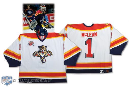 Kirk McLeans 1997-98 Florida Panthers Game-Worn Jersey with Fifth Season Patch