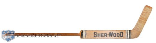 Ken Drydens Mid-1970s Sher-Wood Game-Issued Multi-Signed Stick