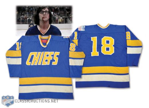 Jeff Hanson / Jeff Carlson 1977 Slap Shot Charlestown Chiefs Film-Worn Jersey - From Jeff Carlson with His Signed LOA