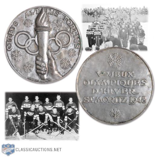 1948 St. Moritz Winter Olympics Ice Hockey Silver Medal Medal Won By Czechoslovakia