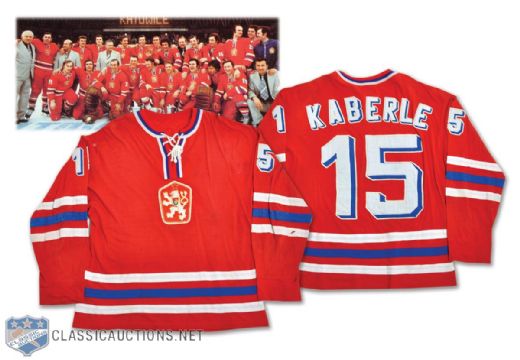 Frantisek Kaberles Circa 1976 Czech National Team Game-Worn Jersey