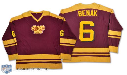 Jaroslav Benaks 1980s Dukla Jihlava Czech Elite League Game-Worn Jersey
