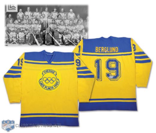 Bo Berglunds 1980 Winter Olympics Team Sweden Game-Worn Jersey with His Signed LOA