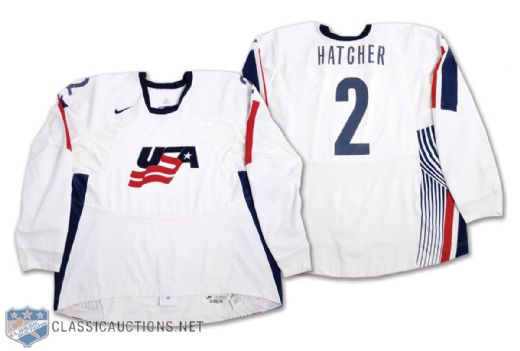 Derian Hatchers 2006 Winter Olympics Team USA Game-Worn Jersey with LOA