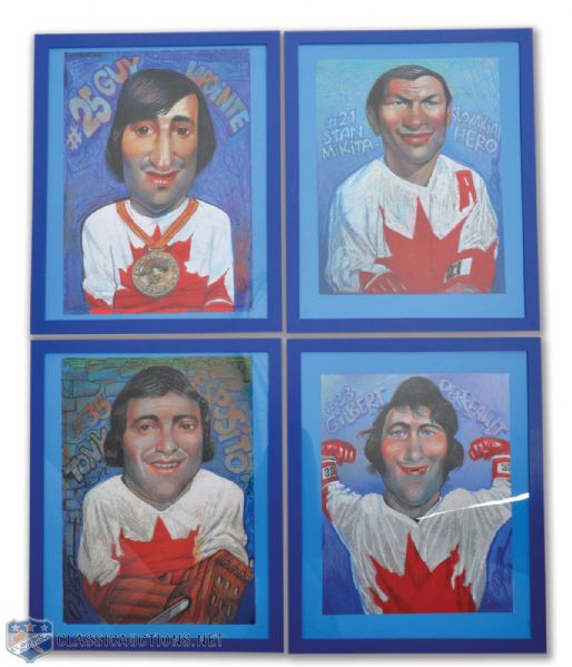 Oleg Dergachovs "Hockey Legends" Original Drawings Collection of 10