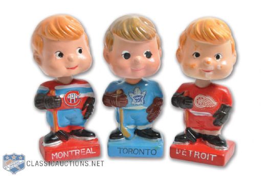 1961-63 Canadiens, Maple Leafs and Red Wings Mini Nodders / Bobble Heads Dolls