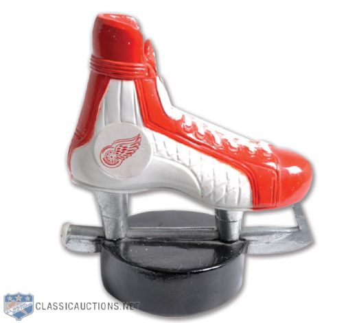 Detroit Red Wings 1970s Hockey Skate Paperweight and Bottle Opener