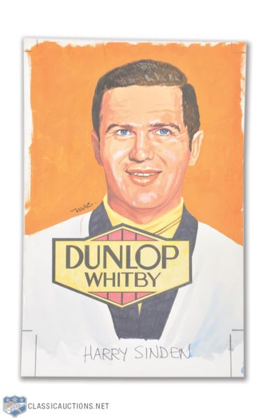 Harry Sinden 1983 Hall of Fame Postcard Original Artwort by Carleton McDiarmid