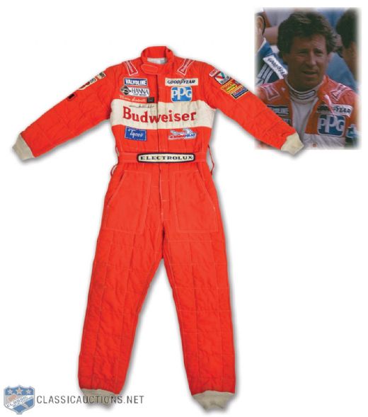 Mario Andrettis 1984 IndyCar Season Signed Race-Worn Drivers Suit from Championship Season - Photo-Matched!