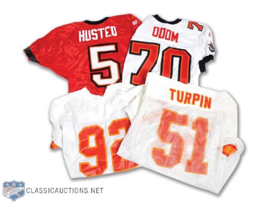 Turpins, Husteds and Odoms 1980s and 1990s Tampa Bay Bucs Game-Worn / Issued Jersey Collection of 4