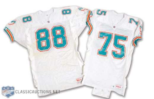 Keith Jacksons 1993 and Tim Downings 1992 Miami Dolphins Game-Worn Jerseys
