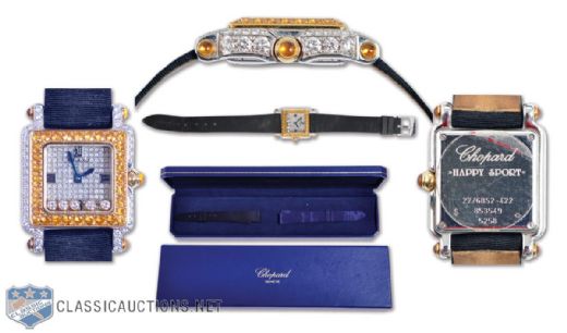 Chopard "Happy Sport" Diamond and Sapphire Luxury Watch Bought at Elton John Aids Foundation Event