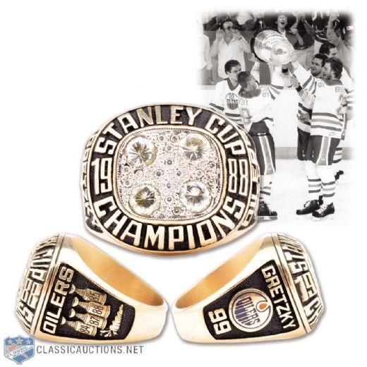 Edmonton Oilers 1987-88 Stanley Cup Championship 10K Gold Wayne Gretzky Salesmans Sample Ring