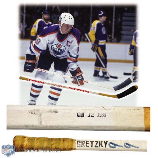 Wayne Gretzkys 1983-84 Edmonton Oilers Titan Game-Used Stick with LOA