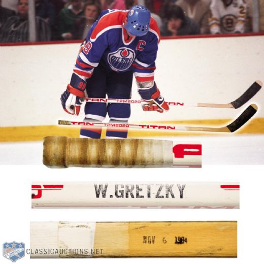 Wayne Gretzkys 1984-85 Edmonton Oilers Signed Titan Game-Used Stick with LOA