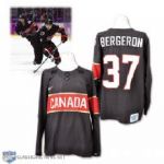 Patrice Bergerons 2014 Olympics Team Canada Game-Worn Jersey with Hockey Canada LOA - Photo-Matched!