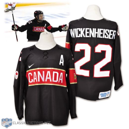Hayley Wickenheisers 2014 Olympics Team Canada Game-Worn Alternate Captains Jersey with Hockey Canada LOA