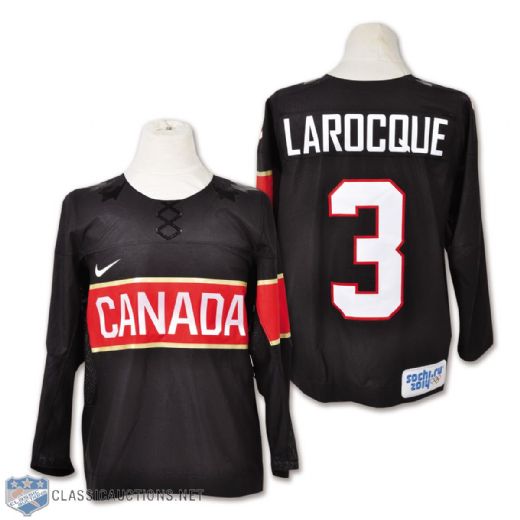 Jocelyne Larocques 2014 Olympics Team Canada Game-Worn Jersey with Hockey Canada LOA