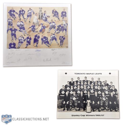 Larry Hillmans 1966-67 Toronto Maple Leafs Team-Signed Photo and Litho From 25th Anniversary