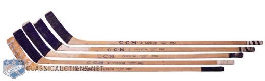 Larry Hillmans 1960s Toronto Maple Leafs Game-Used Sticks (5) with 1966-67 Stanley Cup Stick