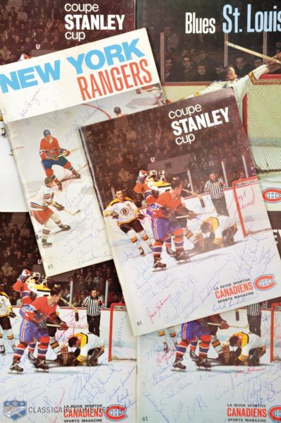Larry Hillmans 1968-69 Montreal Canadiens Stanley Cup Champions Team-Signed Programs (4) and Canadiens Programs (21)