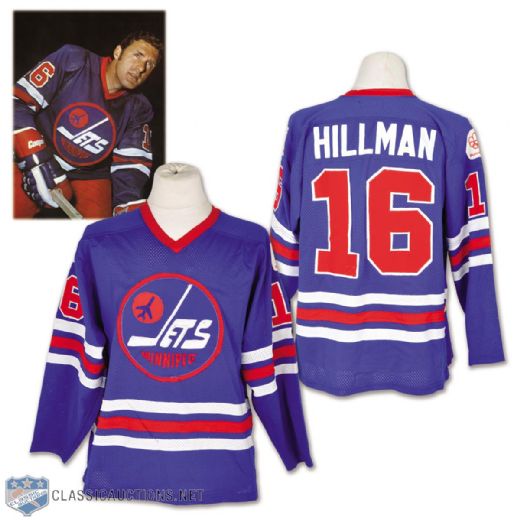 Larry Hillmans 1975-76 Winnipeg Jets Game-Worn Jersey with 1976 Olympics Patches - Photo-Matched!