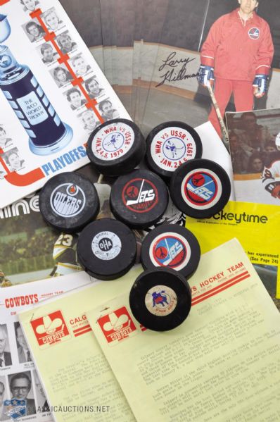 Larry Hillmans 1970s Winnipeg Jets and WHA Collection of 65+ with Game Pucks, Programs and More!