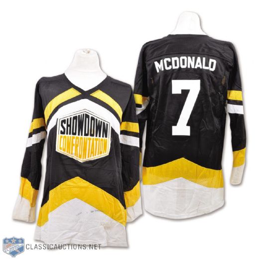Lanny McDonalds Mid-to-late-1970s "Showdown" Game-Worn Jersey