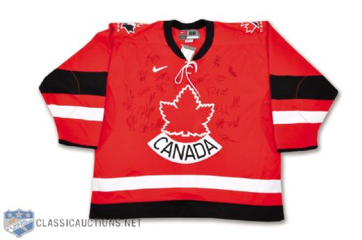 Lanny McDonalds 2004 World Championships Team Canada Team-Signed Jersey by 23