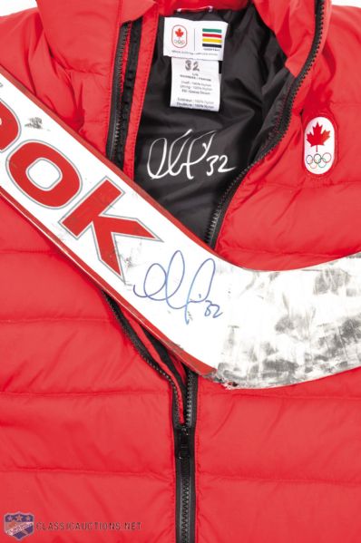 Charline Labontes 2014 Winter Olympics Team Canada Jacket and Signed Reebok Game-Used Stick