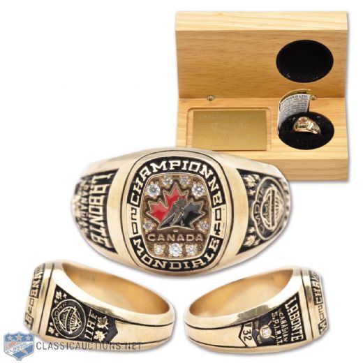 Charline Labontes 2004 IIHF World Championships Team Canada 10K Gold and Diamond Ring