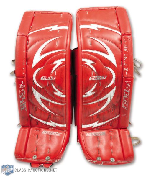 Charline Labontes 2009 World Championships Team Canada Signed Sher-Wood Game-Used Pads from Gold Medal Game