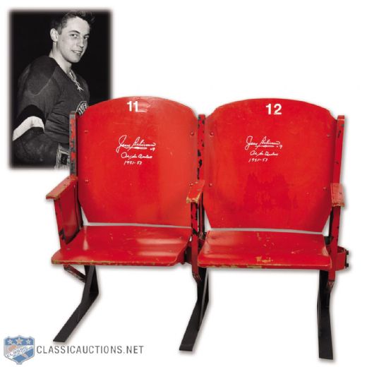 Jean Beliveau Signed Quebec Coliseum / Quebec Aces Pair of Seats