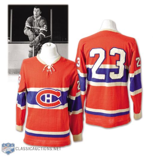 Al MacNeils 1961-62 Montreal Canadiens Game-Worn Wool Jersey -Team Repairs!