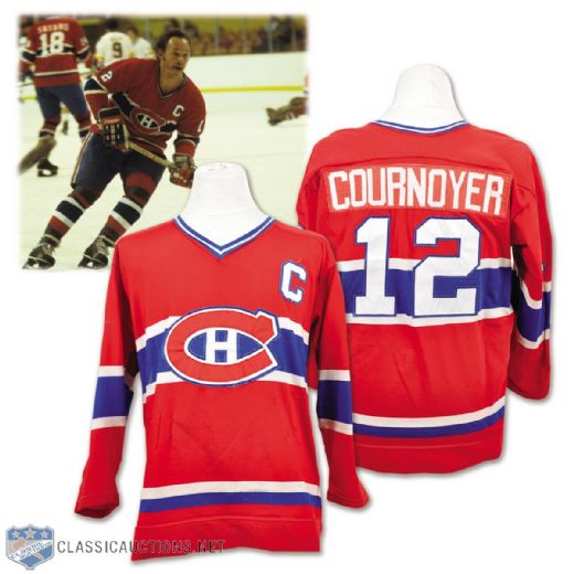 Yvan Cournoyers 1977-78 Montreal Canadiens Game-Worn Captains Jersey - Team Repairs! - Photo-Matched!