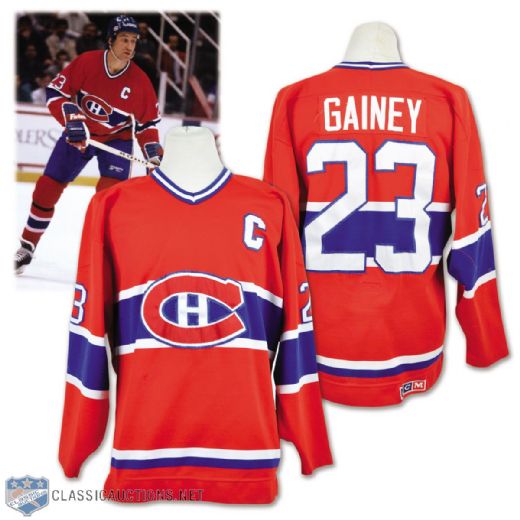 Bob Gaineys 1987-89 Montreal Canadiens Game-Worn Captains Jersey - 35+ Team Repairs!