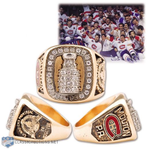 Claude Moutons 1992-93 Montreal Canadiens Stanley Cup Championship 14K Gold and Diamond Ring