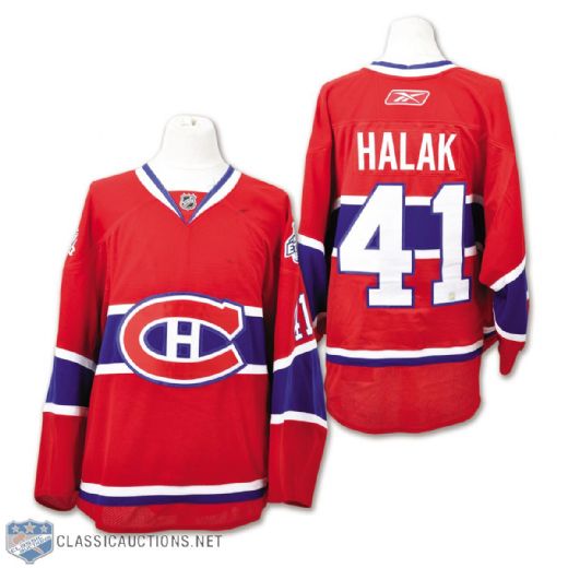 Jaroslav Halaks 2008-09 Montreal Canadiens Game-Worn Two-Patch Playoffs Jersey with Team LOA