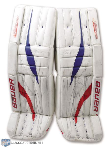 Peter Budajs 2012-13 Montreal Canadiens Game-Worn Bauer Pads with Team LOA