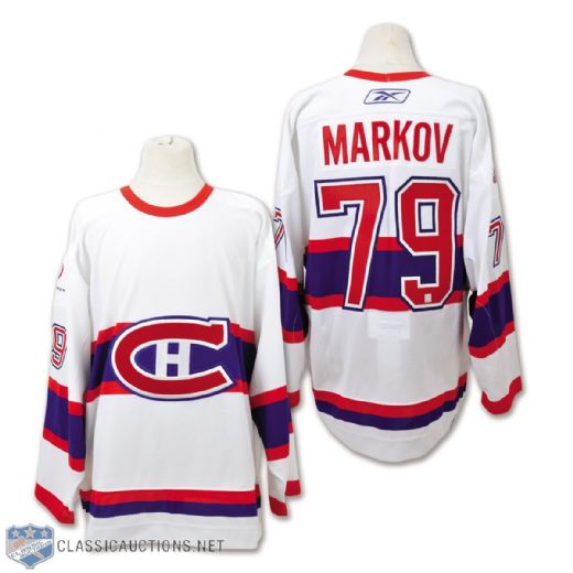 Andrei Markovs 2008-09 Montreal Canadiens "1945-46" Centennial Game-Worn Jersey with Team LOA