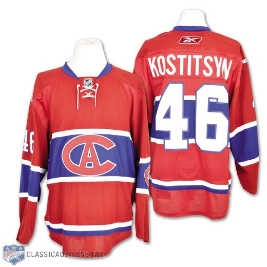 Andrei Kostitsyns 2008-09 Montreal Canadiens "1915-16" Centennial Game-Worn Jersey with Team LOA