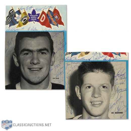 Toronto Maple Leafs 1954-55 and 1957-58 Team-Signed Program Covers with 10 HOFers (5 Deceased)
