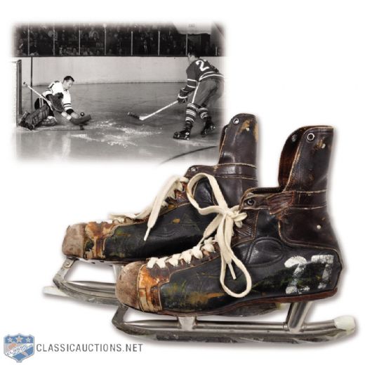 Frank Mahovlichs Early-1960s Toronto Maple Leafs Game-Used Skates with His Signed LOA