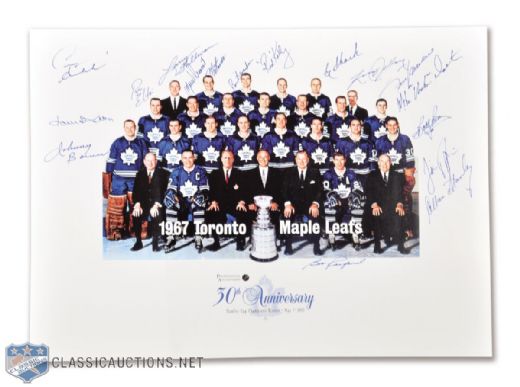 1967 Toronto Maple Leafs 30th Anniversary Team Photo Autographed by 17 (13" x 18")