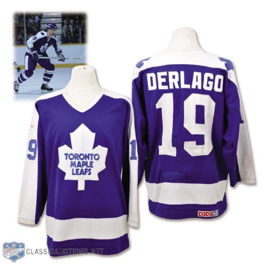 Bill Derlagos 1984-85 Toronto Maple Leafs Game-Worn Jersey with 20+ Team Repairs!
