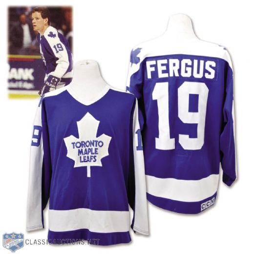 Tom Fergus 1989-90 Toronto Maple Leafs Game-Worn Jersey with Team Repairs!